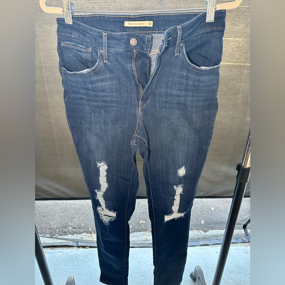 Levi's Dark Blue Distressed Skinny Jeans